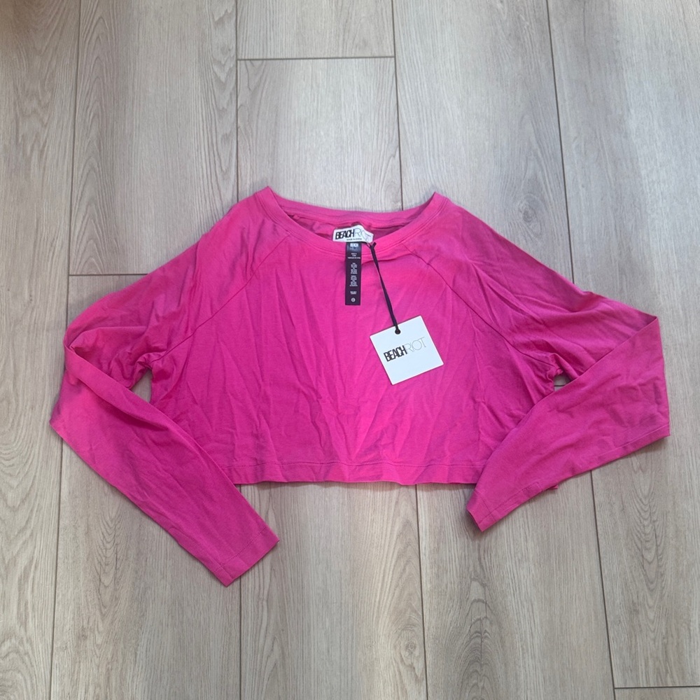 Beach Riot Vibrant Pink boxy cropped T Shirt. Sz XS NWT!